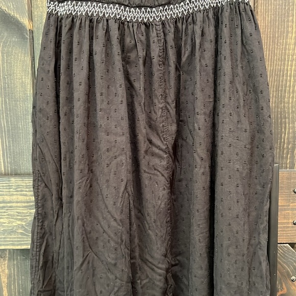 Old Navy Maxi Dress L Tall Black Embroidered Square Ruffle Textured Boho Peasant - Picture 9 of 14